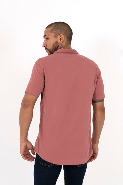 Camisa regular cuello ingles palisandro