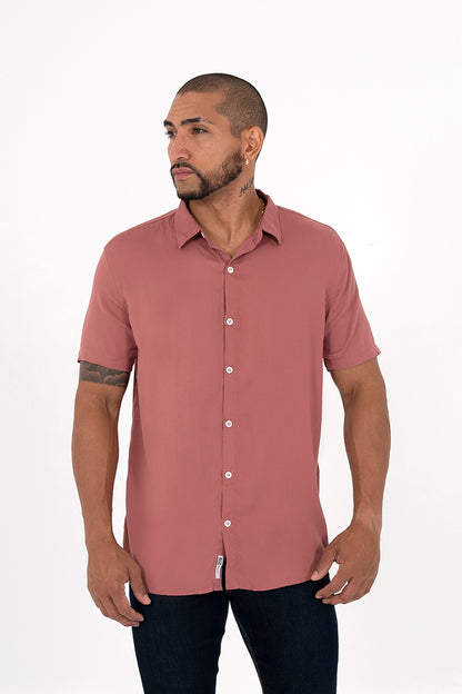 Camisa regular cuello ingles palisandro