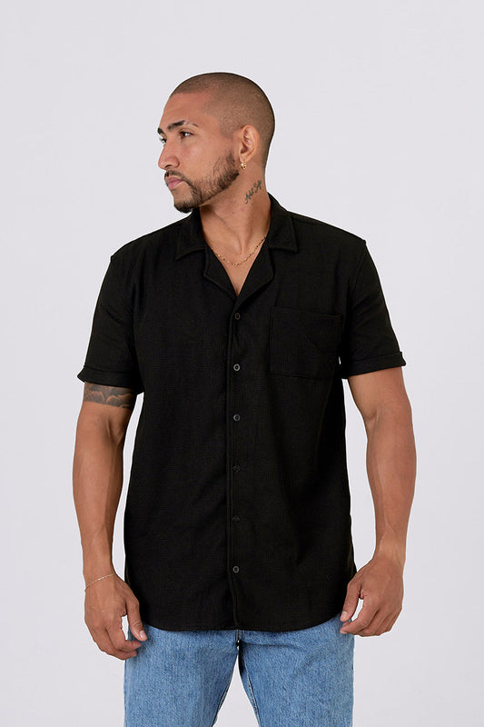 Camisa corte textura negra