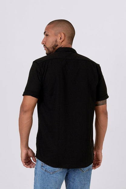 Camisa corte textura negra