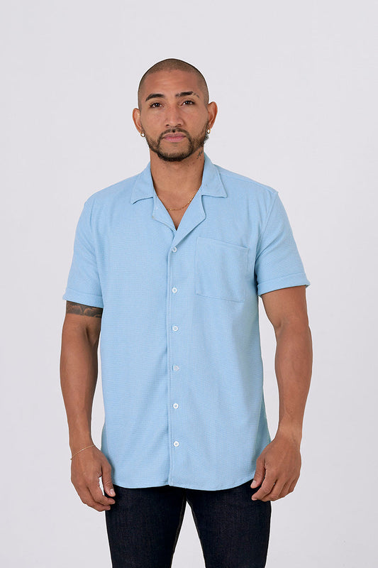 Camisa corte textura azul