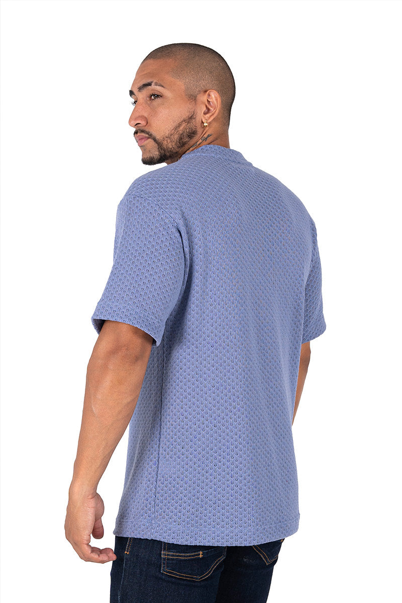 Camiseta acanalada azul pistache