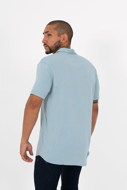 Camisa regular cuello ingles verde menta